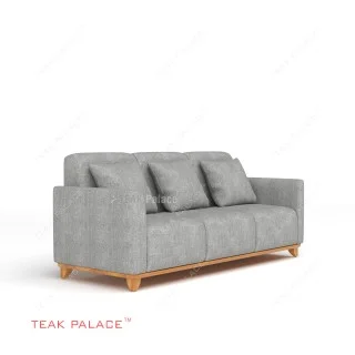 Sofa Jati 3 Dudukan TKDN Benson Abu-Abu