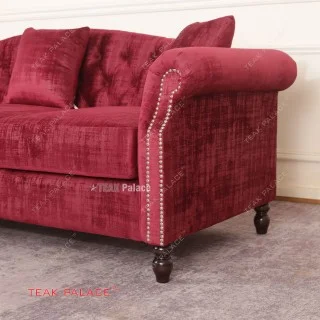 Sofa Mewah Merah Maroon Minimalis Modern Emily 3 Seater