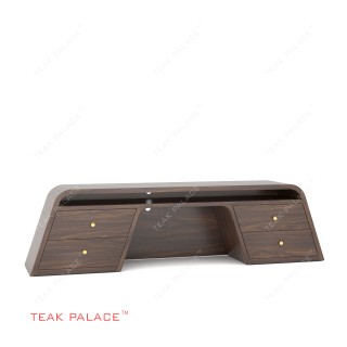 Meja TV Minimalis Imola Untuk TV 100" Kayu Jati Black Walnut