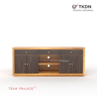 Meja TV Minimalis Kayu Jati Kubik