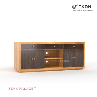 Meja TV Minimalis Kayu Jati Kubik