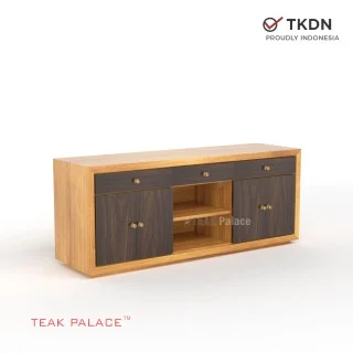 Meja TV Minimalis Kayu Jati Kubik