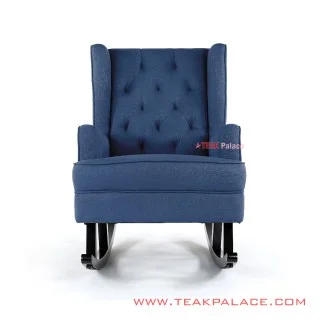 Kursi Goyang Jati Hitam Gerlis Minimalis Rivoli Denim