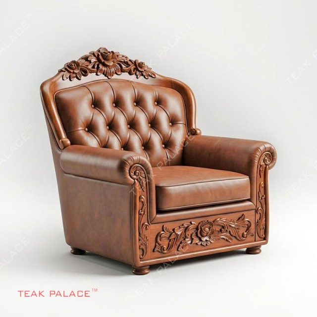 Jepara Carved Teak Sofa, Luxury Living Room, Palace Series
