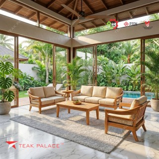 Sofa Ruang Tamu Elegan Minimalis Seri Benoa 321 - Kayu Jati Solid