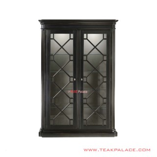 Lemari Pajangan Jati Wina Hitam Minimalis