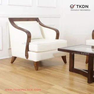 Sofa Jati TKDN 211 Lunia Kulit Putih