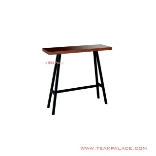 Meja Konsol Cisuren Kaki Besi Daun Meja Kayu Jati Natural Salak Brown