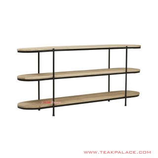 Meja Konsol Minimalis Kaki Besi Hitam Natural Harrison