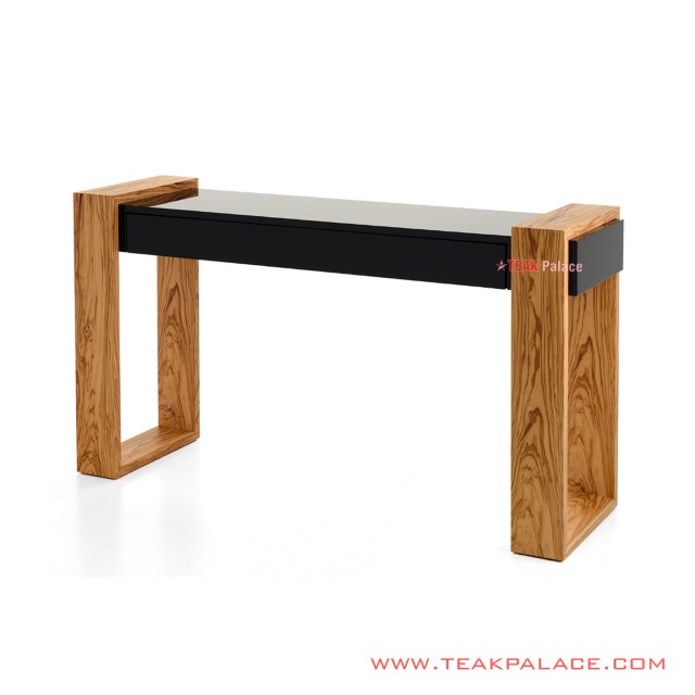 Meja Konsol Kayu Jati Hitam Kaki Golden Teak Seri Puglia meja konsol kayu jati hitam kaki golden teak seri puglia 60