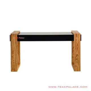 Console Table Black Teak Wood Golden Teak Legs Puglia Series
