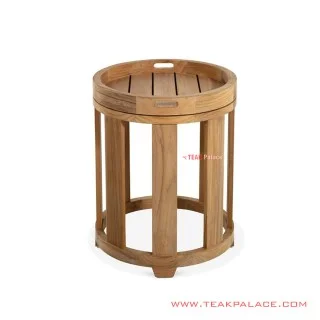 Meja Sudut Unik Bundar Leana Minimalis Jati Solid