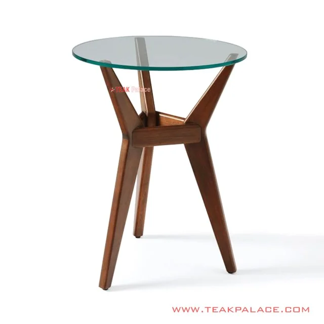 Chibia Glass Minimalist Round Teak Corner Table chibia glass minimalist round teak corner table 60
