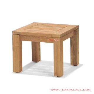 Meja Sudut Gabon Minimalis Kayu Jati Natural