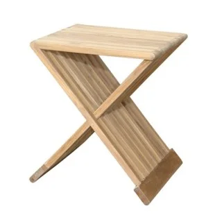 Balero Minimalist Natural Teak Folding Corner Table