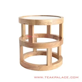 Meja Ariyo Large Natural Minimalis Top Kaca