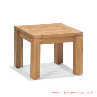 Meja Sudut Gabon Minimalis Kayu Jati Natural