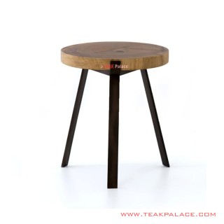 Meja Sudut Kaki Besi Minimalis Natural Seri Witson