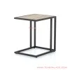 Mensa Teak Wood Minimalist Corner Table Iron Legs
