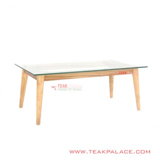 Meja Tamu Kaca Kayu Jati Retro Seri Emma