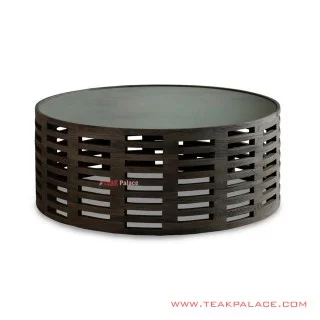 Meja Tamu Minimalis Bundar Matteo Black Walnut