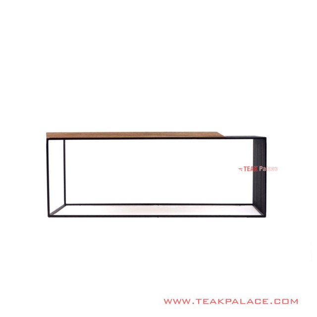 Dexter Guest Table Black Iron Frame Table Top Natural Teak dexter guest table black iron frame table top natural teak 66