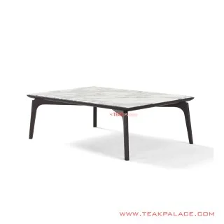 Meja Tamu Seri Amura Jati Black Walnut Daun Meja Marmer