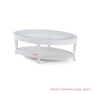 Coffe Table Ovale Duco Putih Minimalis