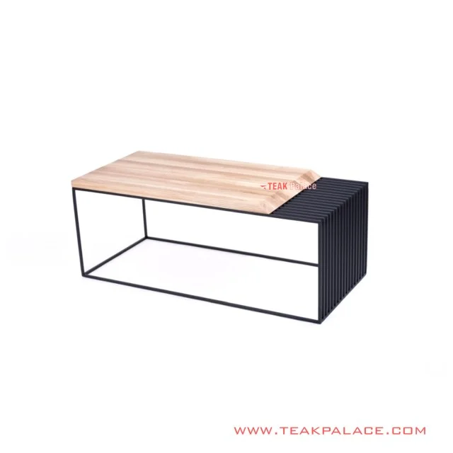 Meja Tamu Dexter Rangka Besi Hitam Top Table Jati Natural meja tamu dexter rangka besi hitam top table jati natural 65