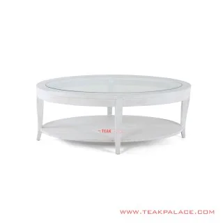 Coffe Table Ovale Duco Putih Minimalis