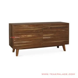 Buffet 6 Drawer Jati Minimalis Salak Brown Seri Dominic 