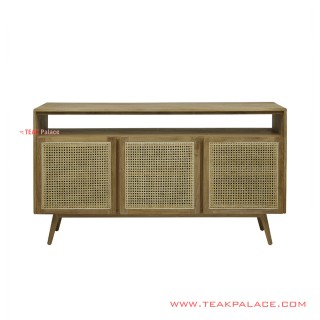 Buffet Kayu Jati dan Anyaman Rotan Natural Wagga