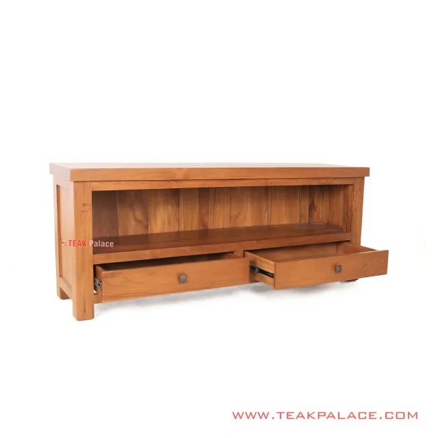 Minimalist Teak Wood 2 Drawer Siger TV Table minimalist teak wood 2 drawer siger tv table 61
