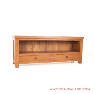 Meja TV Siger 2 Laci Kayu Jati Minimalis