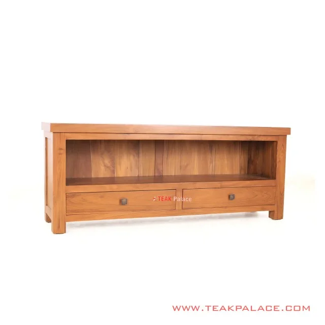 Minimalist Teak Wood 2 Drawer Siger TV Table minimalist teak wood 2 drawer siger tv table 59