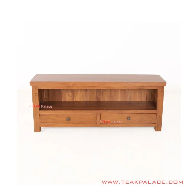 Minimalist Teak Wood 2 Drawer Siger TV Table minimalist teak wood 2 drawer siger tv table 60