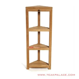 Rak Pajangan Sudut Ruangan Jati Natural Seri Alpha