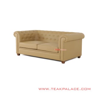 Minimalist Teak Chesterfield 2 Seater Sofa