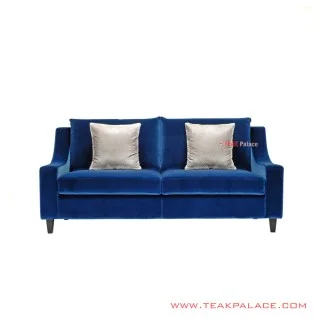Wendy Sofa 2 Seater Jati Minimalis Biru