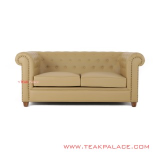 Minimalist Teak Chesterfield 2 Seater Sofa