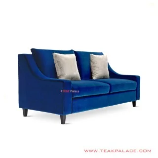 Wendy Sofa 2 Seater Jati Minimalis Biru