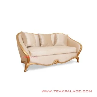 Sofa Mewah Emas 2 Dudukan Cameo Minimalis