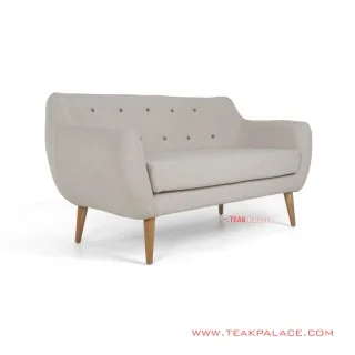 Sofa Tamu 2 seater Kayu Jati Hitam Rivoli Denim