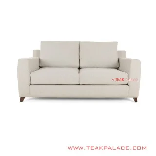 Sofa Tamu 2 seater Kayu Jati Hitam Rivoli Denim