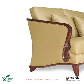 Sofa 3 Seater Kulit Beige Nusantara