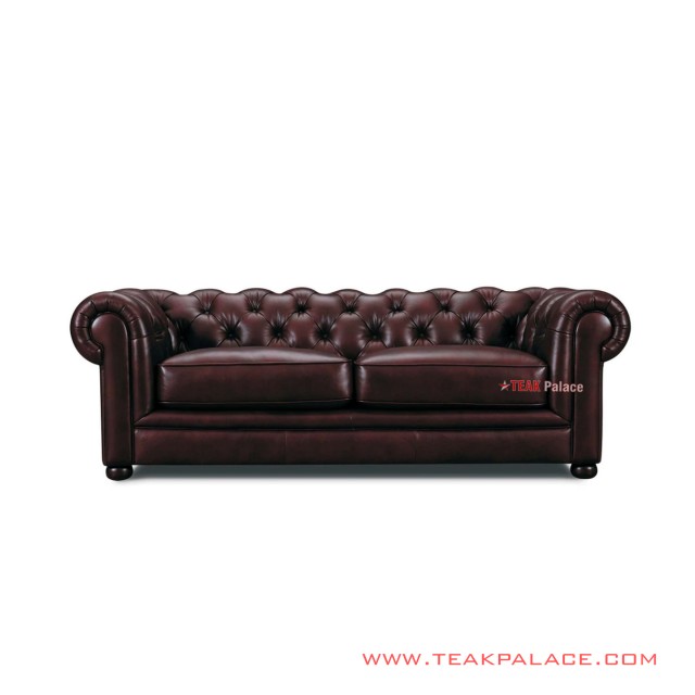 Sofa Chesterfield Coklat Tua Minimalis 3 Seater