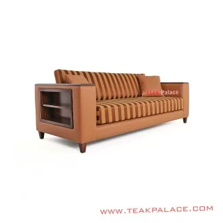 Sofa Vintage Minimalis 3 Dudukan Garis Orange