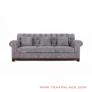 Sofa Abu-Abu Mewah Robinson 3 Dudukan