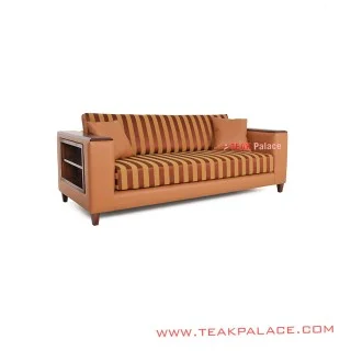 Sofa Vintage Minimalis 3 Dudukan Garis Orange