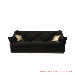 Sofa Jati 3 Seater Black Minimalis Seri Carlo